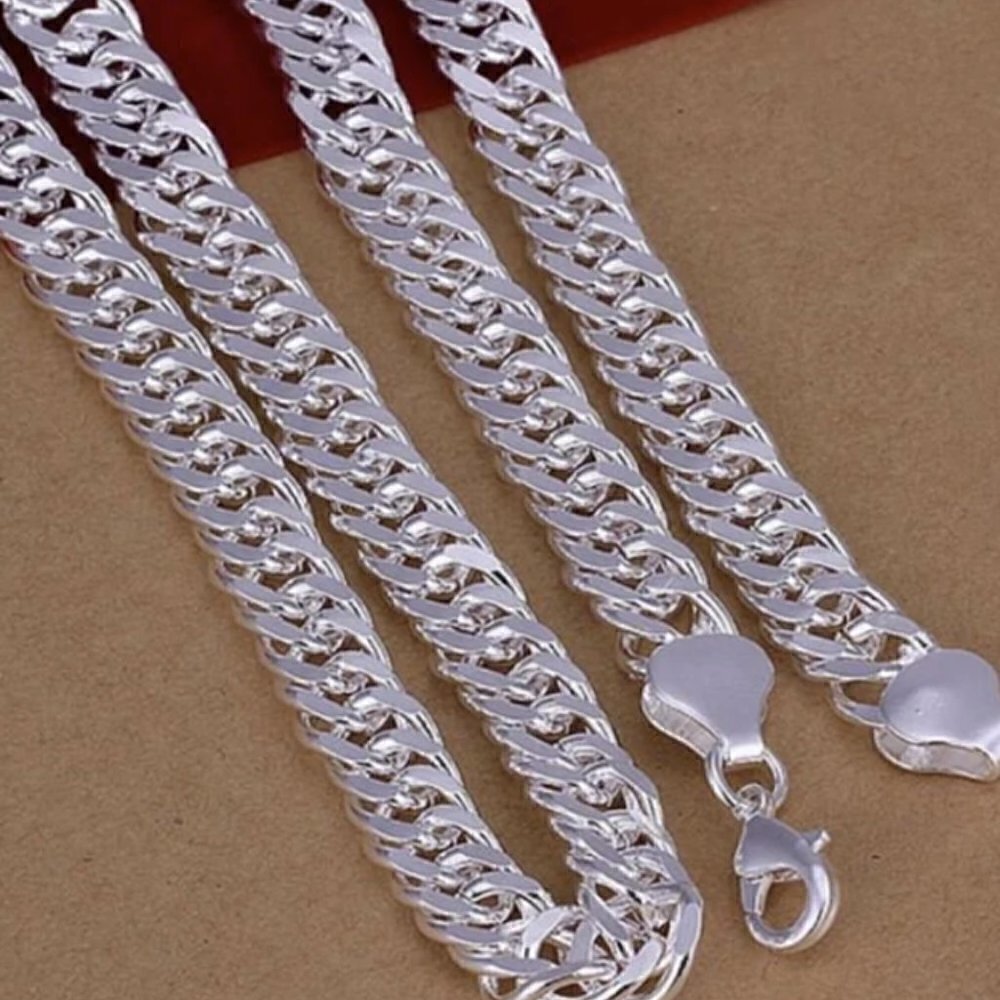 Diamond Cut Double Miami Cuban Curb Chain Link Necklace 10 mm